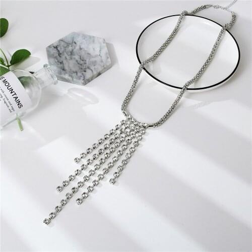Pendant Sweater Chain Skirt Accessories Rhinestone Jewelry Luxury Wild Necklace Fashion Gifts CORUIXI H21411