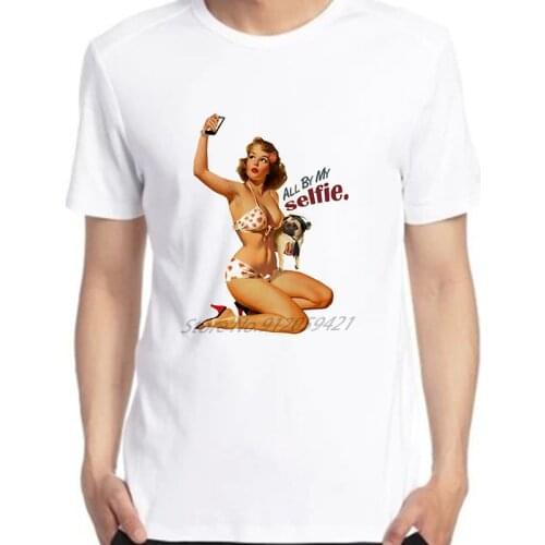 Pin Up Girl Selfie Sailor Beer Bomb Cowgirl Printed Casual Men Short Sleeve Hip Hop Tees Tops Harajuku Streetwear Men clothing