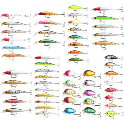 Lures Bait 56-pcs Combination Suit 8 Mino Rock Little Fat Bass Warped Lips Bionic False Fishing Tackle