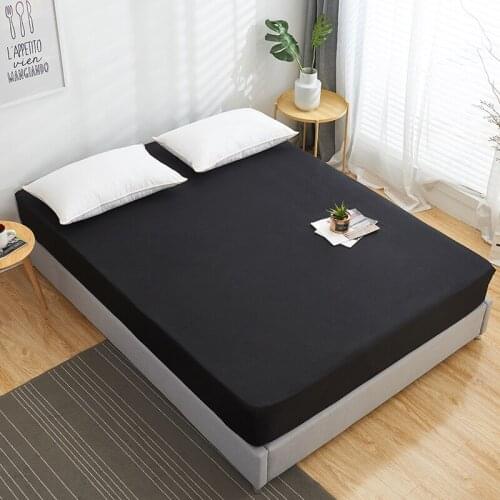 Fitted Sheet 100%Cotton Mattress Cover Solid Color Bed Cover With Elastic Band Bedding Bed Sheets Queen King Size Bedsheet