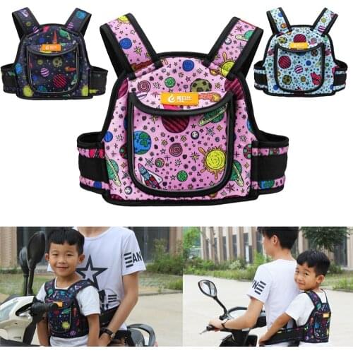 2020 New Design Kids Children High Strength Motorcycle Bike Scooter Safety Seat Kids Belt Strap Harness Adjustable Cartoon Belt