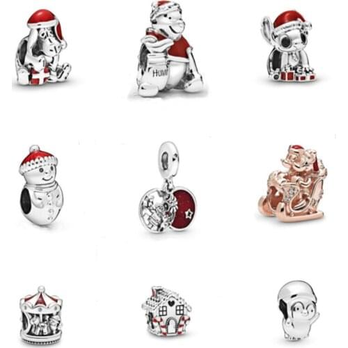 GChic Christmas Gifts Snowman and Santa Hat Fit Original Moments Bracelets Fashion Women DIY Jewelry Xmas Carousel Charms Beads