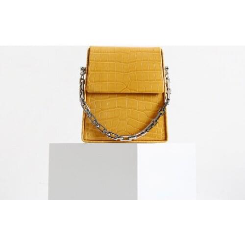 New Real Leather Women Alligator Fashion Flap Bags High Quality Chain Shoulder Bag Tapezoidal Box Purses Ladies Messenger Bag