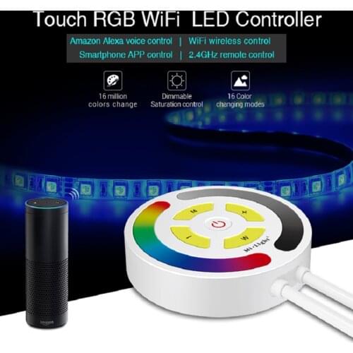 YL1 Milight RGB WiFi LED Controller Touch Amazon Alexa voice wifi Smartphone APP For 5050 RGB LED Strip Lights Tape DC12V -24V