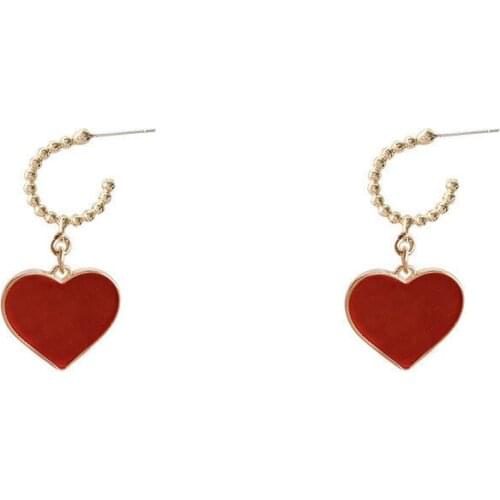Red Heart Drop Earrings For Women Korean Long Earrings 2021 New Jewelry Elegant Simple Pendientes