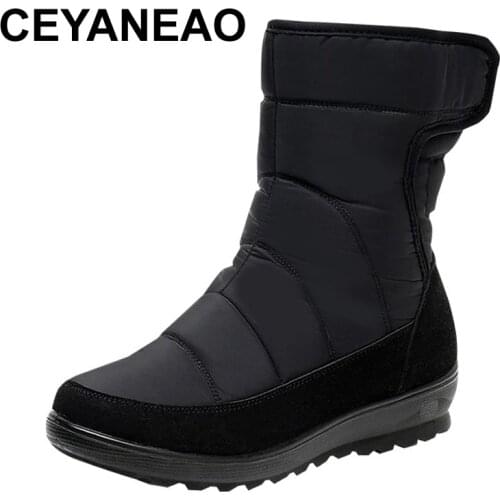 CEYANEAO 2021 Womens Winter Wish Warm Mother Cotton Boots Non-slip Waterproof Short Boots Plus Velvet Tendon Bottom Snow Boots
