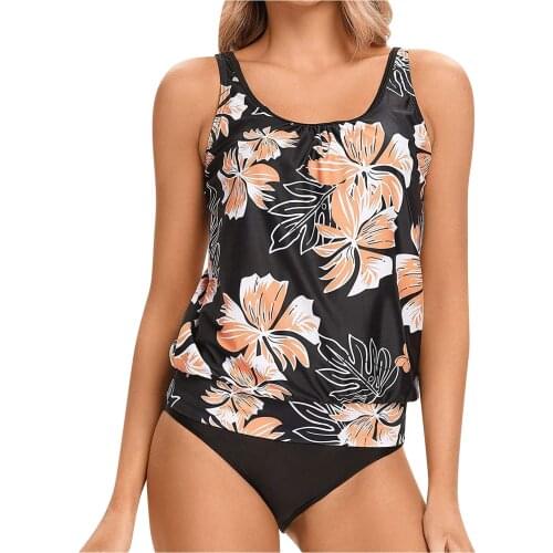 Summer Women Tankini Swimsuit Tummy Control Floral Print Two Pieces Bathing Suit Swimwear Maillot De Bain Femme Kупальник 2021