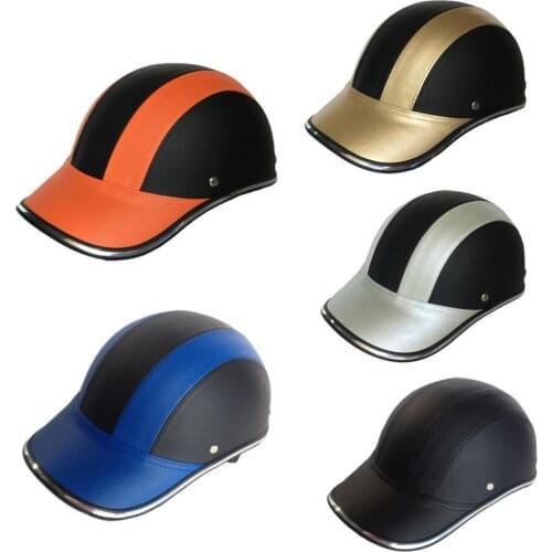1Pc Bicycle Helmet Leather Half Helmet Baseball Cap Protective Style Motorcycle Mountain Helmet Riding Bike Equipment Helme D6W8