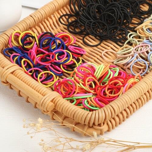 100Pcs Fashion Cute Small Mini Hair Ropes Colorful Ponytail Hair Holder Elastic For Girls Kids Hair Ties Hair Accessories