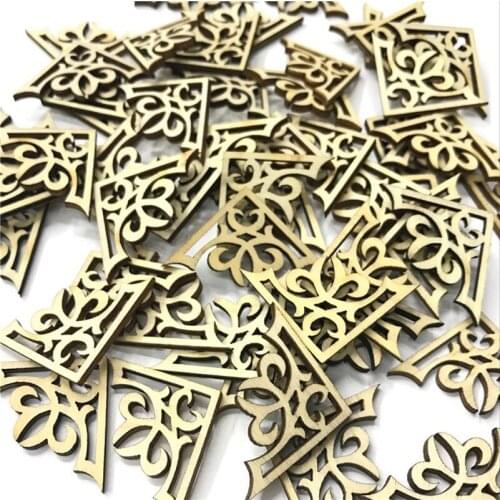 100PCS 28mm Wooden Ornament Book Corner Protector DIY Crafts Home Decoration Box Book Scrapbook Album Corner Wood Slices