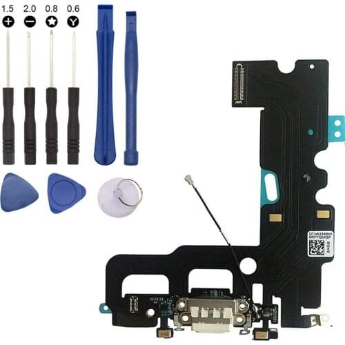 2pcs/set USB Charging Port Dock Connector Flex Cable Microphone Headphone Audio Jack + screwdriver kit for iPhone 7 7 Plus