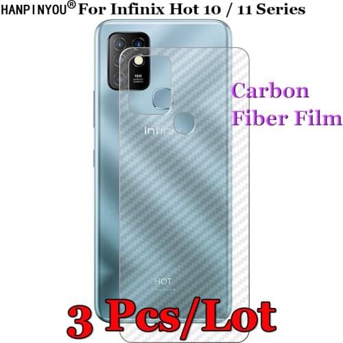 3 Pcs/Lot For Infinix Hot 10 Hot10 10T 10s NFC 3D Non-slip Clear Carbon Fiber Back Film Screen Protector Protective Sticker