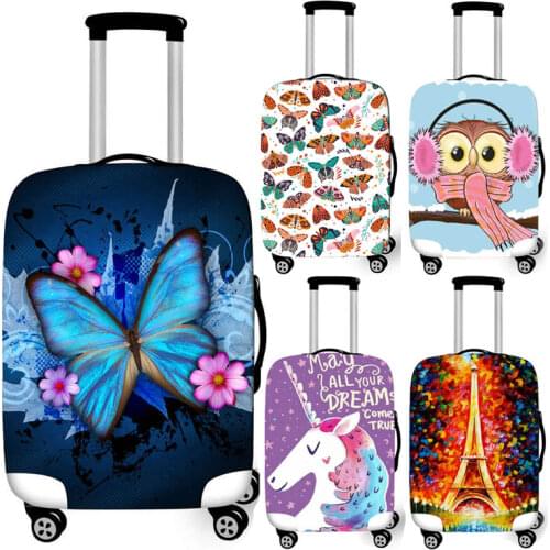 Butterfly / Unicorn / Eiffel Tower Print Luggage Cover For Travel baggage elastic suitcase cover trolley case protective covers