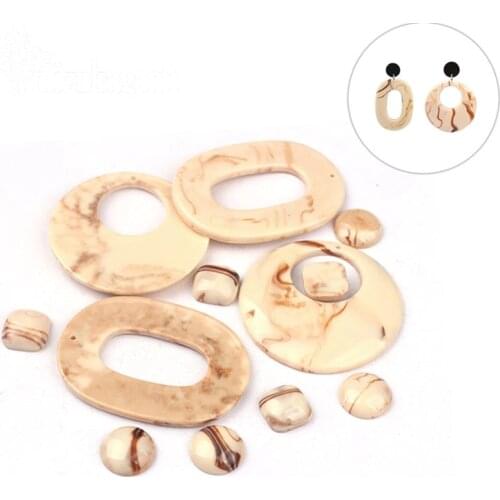 White Smooth Acetic Acid Resin Round Circle Oval Drop Earrings Accessories Connector For DIY Earrings Making Accessories