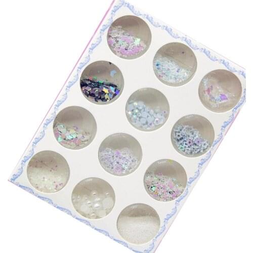 White Nail Glitter Love Flower Paillette Mermaid Powder Dot Holographic Silver Flakies Sequins Manicure Flakes Decoration Tools