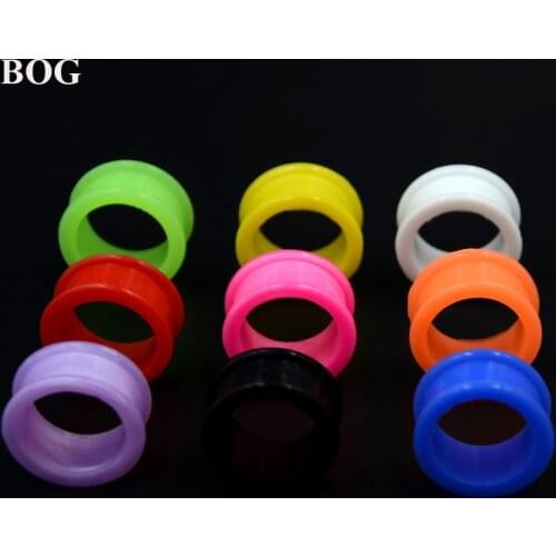BOG-1 Pair Flexible Silicone Flexible Skin Ear Tunnels And Plugs Hollow Flesh Piercing Earring Body Jewelry Earlets