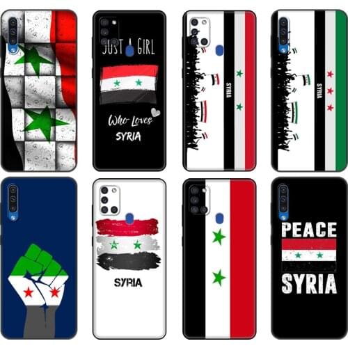 Black tpu Case For Samsung Galaxy A50 50S A30S A10 A01 A11 A21S A31 A41 A51 A71 M21 M30S S10 LITE Cover Syria national Flag