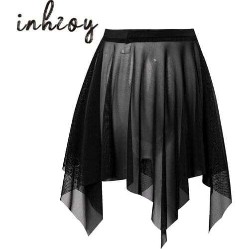 Kids Girls Ballet Dance Skirt Pure Color Irregular Cut Tulle Skirt Girls Modern Lyrical Dance Costume Ice Skating Ballet Skirts