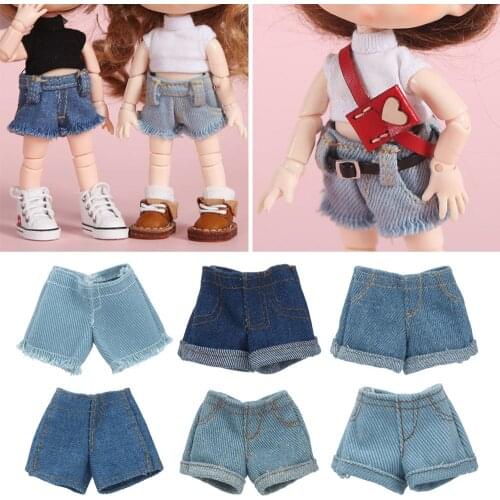 11.5" Fashion Floral Jeans Leather Pants Shorts Doll Clothes For Doll Trousers Casual Wears 1/6 BJD Dolls Accessories Kids Toys