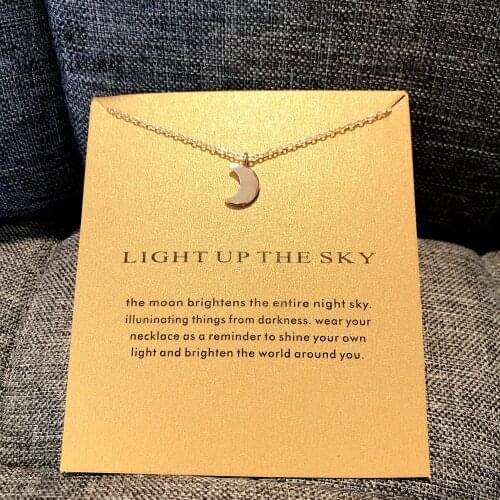 Hot Cardboard Moon Star Sun Gold Sliver Plated Alloy Charm Jewelry Chain Pendant Necklace For Women