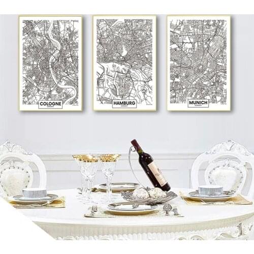 Painting Wall Picture for Living Home Decor Black White Word Poster City Map Paris London New York Nordic Print Canvas