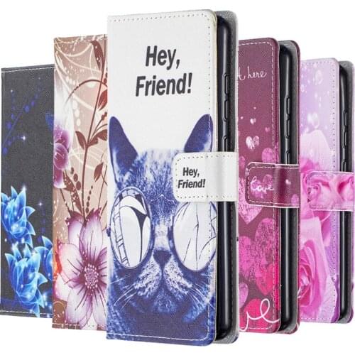 For Huawei Honor 10i 9A 9S 9X 9C 8A 8S 8X 10X Lite Y5 Y6 2019 Y8P P30 P Smart Pro 2021 Leather Wallet Case Flip Cover Cat Flower