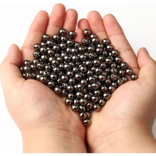 3-12mm Black CCB Beads With Hole Acrylic Round Seed Loose Spacer Beads For Jewelry DIY Making Bracelet Accessories