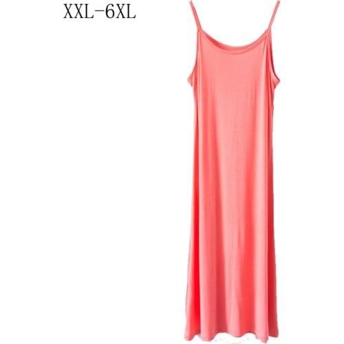 Summer Women Sleeveless Big Neck Ankle-Length Halter Modal Vest Dress Vestidos Plus Size 3XL - 6XL