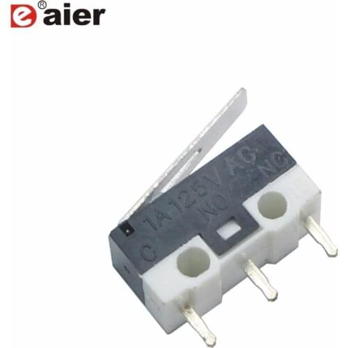 20Pcs/Lot Micro Switch 1A 125VAC 13.5mm Short Straight Hinge Lever Arm Sub Miniature Limit Push Button Switch SPDT 0.75N KW10-Z7