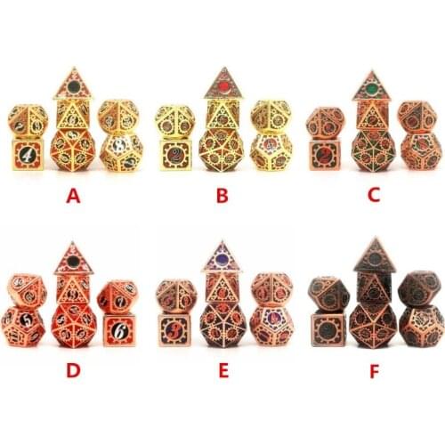 Metal Dice Set DND Board Game 7pcs Polyhedral Dice for RPG Role Playing Game U2JB