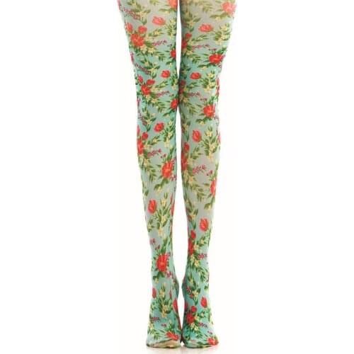 Sky Blue Garden Printing Pantyhose Socks