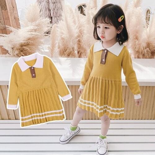 New Girls Childrens Knited Sweater Dress 2020 Brands Winter Autumn school Long Sleeve Dress Baby Girls Princess Dress