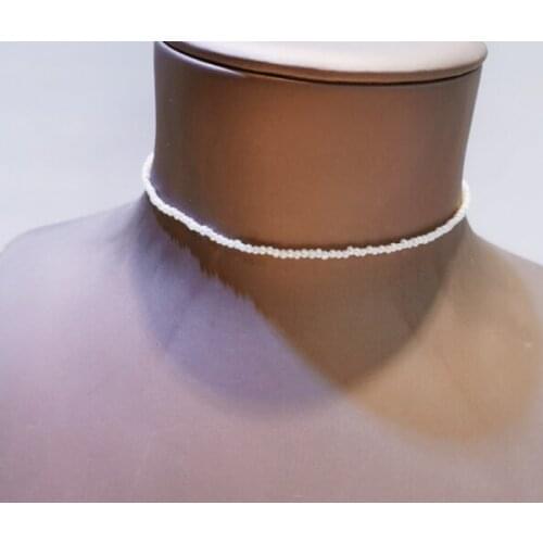 Tinny Charming 2-3mm Near Round Pearl Choker Necklace White Freshwater Pearls Top Quality Fine Jewelry 35cm+5 Girl Baby Jewelry