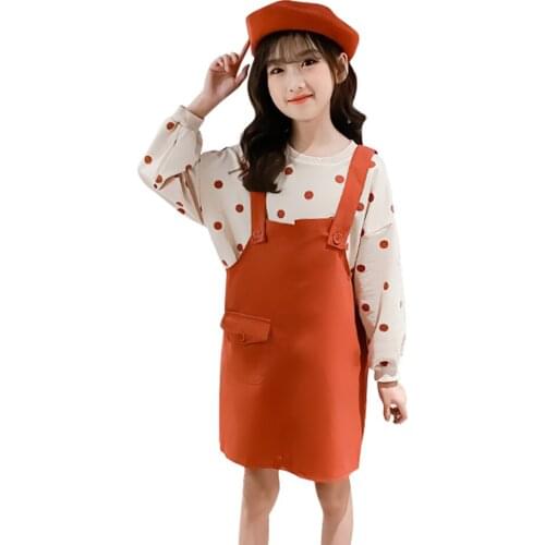 Clothes For Girls Dot Sweatshirt + Jumpsuit Clothes For Girls Casual Style Tracksuit For Girl Spring Autumn Tracksuits For Child