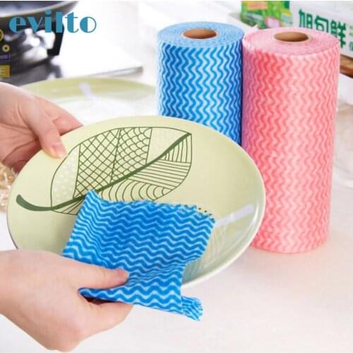 1Roll Disposable Dishwashing Towel Non-Woven Fabric Wiping Cleaning Cloth Towels Kitchen Towel Wiping Scouring Pad Washing Cloth