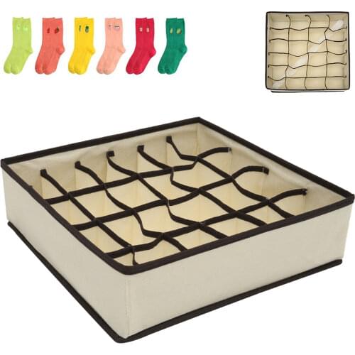 24 grids Underwear Bra Organizer Storage Box Beige Drawer Closet Organizers Boxes For Underwear Scarfs Socks Bra