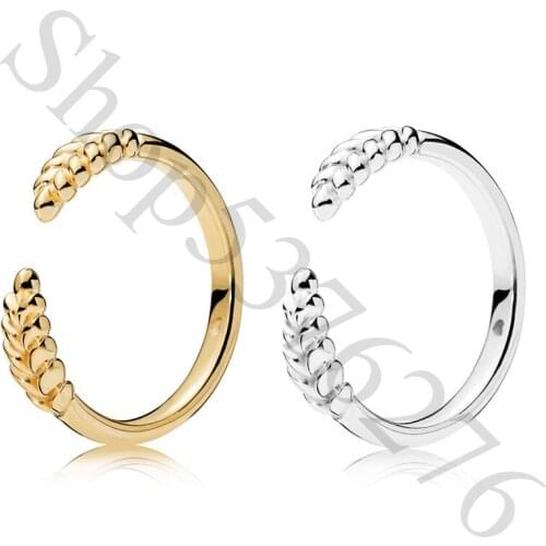 Authentic 925 Sterling Silver Shine Open Grains Europe Ring For Fashion Women Bead Charm Gift DIY Jewelry