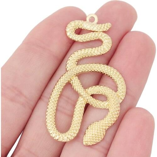 6 x Gold Tone Metal Python Snake Charms Pendants for Necklace DIY Jewelry Making Accessories 54x27mm