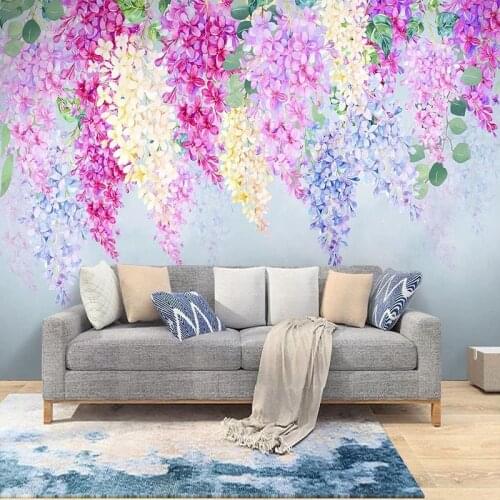 Custom 3D Wall Mural Nordic Ins Hand-painted Flower Wallpaper American Pastoral Background Wall Painting Papel De Parede 3D Sala