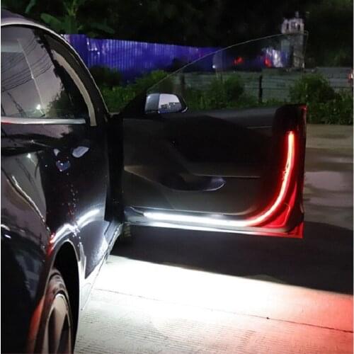 1pcs Car Door Opening Warning LED Lights Welcome Decor Lamp Strips atmosphere Anti Rear-end Collision Safety auto accessories