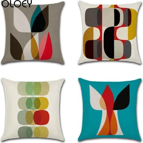 Colorful Geometric Pillowcase Cover Square 45x45cm Linen Pillowcase Home Decoration Pillowcase Hotel Car Decoration Pillowcase