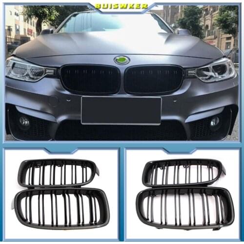1Pair Gloss Black Front Grille/Grilles Kidney For BMW 3-Series F30 F31 F35 2012-2017 Car Styling