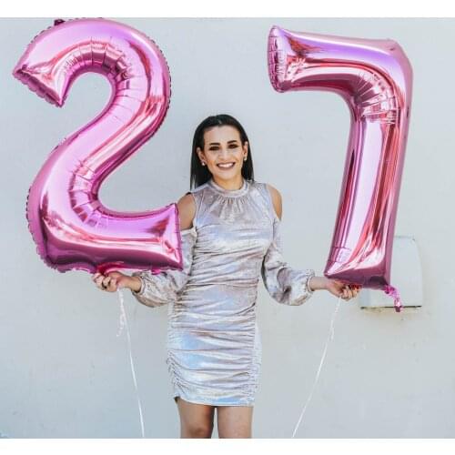 2pcs/lot 32/40 inch number 27 28 Aluminum Foil Balloons Rose Gold Silver Digit for Adult 22th Birthday Wedding party decoration