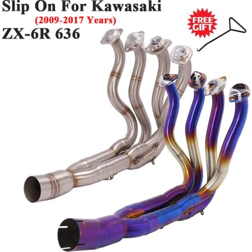Slip On For Kawasaki ZX-6R 636 ZX6R 2009 - 2015 2016 2017 Motorcycle Exhaust System Escape Modified Front Connection Link Pipe