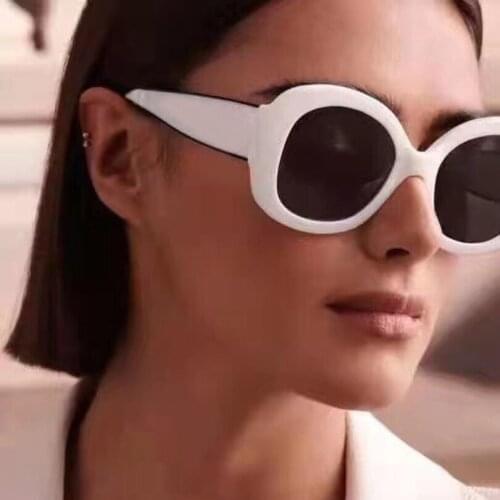 Black and white round acetate sunglasses women chunky frame sunglasses