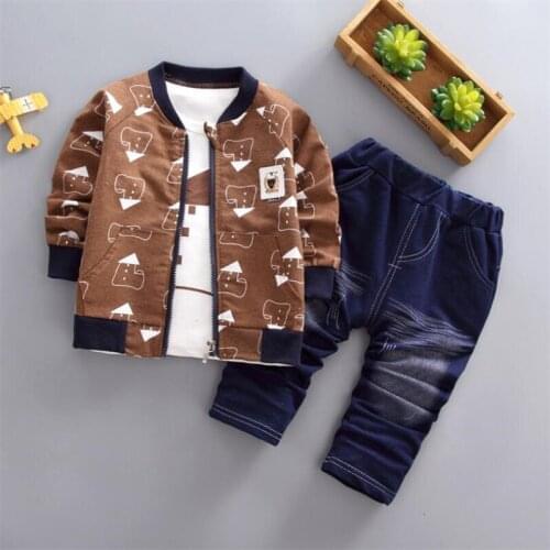 Spring Autumn Baby Boy Kids Costumes Clothes Set Fashion Cartoon Clothing Boys Outfits Long Sleeve Coat+Shirt+pants