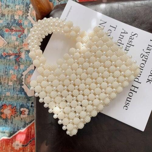 NEW Pearls Handbags Women 2021 New Elegant Korean Hand Woven Pearl Beaded Purses And Handbag Ladies Basket Clutch Tote Bags