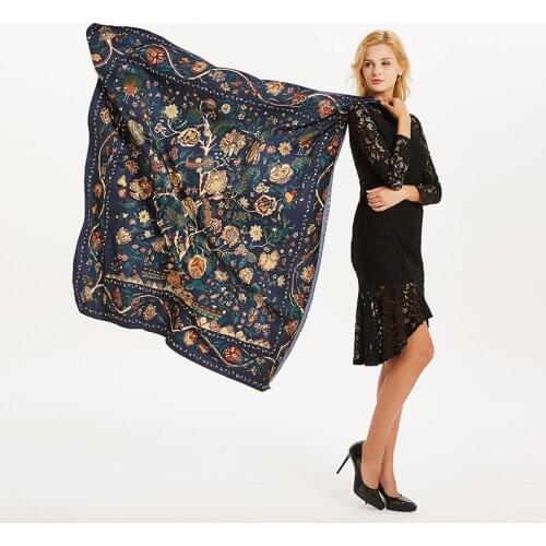 130*130cm Women Hijab Scarves Sqaure Shawls and Wraps Fashion Paisley Print Neck Scarf Female Twill Silk Head Scarfs For Ladies