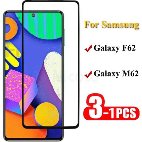 1-3Pcs For Samsung Galaxy F62 Full Cover Screen Protector Glass For Samsung Galaxy F62 Tempered Protective Glass For Galaxy M62