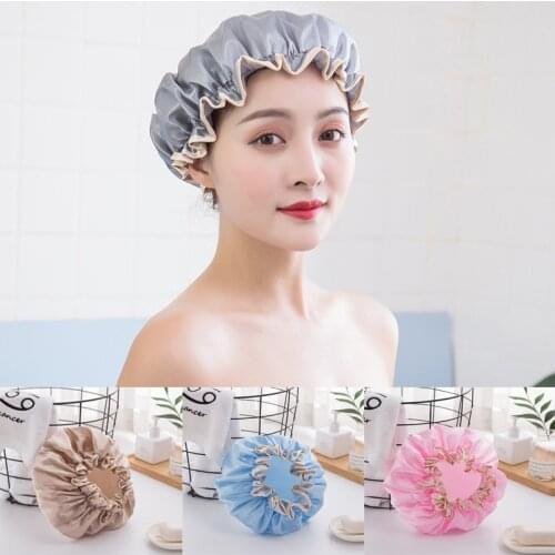 1 Double-layer Shower Cap Waterproof Adult Ladies Bath Shower Cap Shampoo Cap Cute Headgear Kitchen Ladies Oil Fume-proof Cap